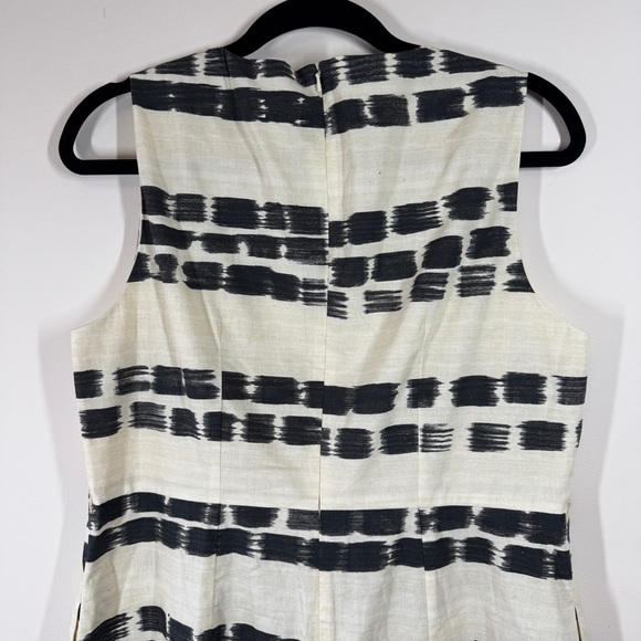 MaxMara Studio Ivory Black Scratched Stripe Print Sleeveless Dress  Size 48 - Picture 10 of 16